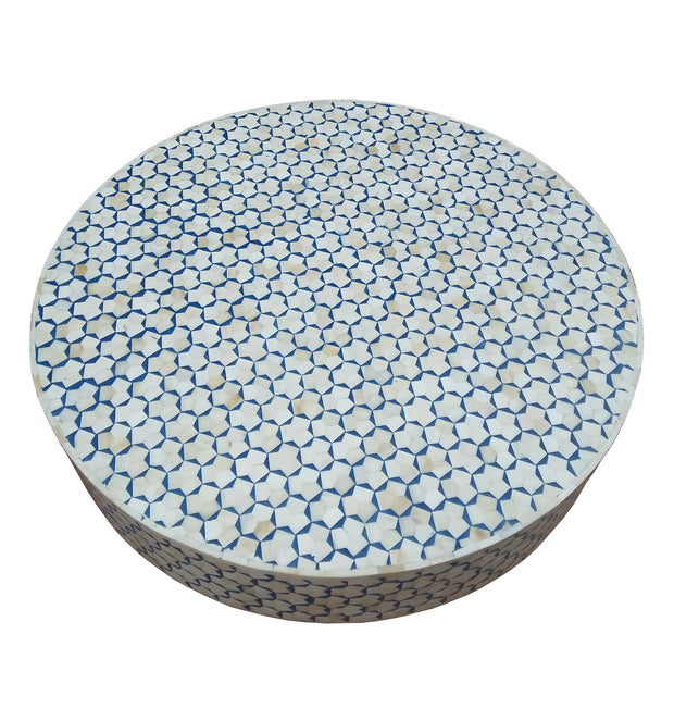 Bone Inlay Coffee Table - Royal Blue Geometric - Abacus and Hunt Melbourne | Unique Furniture