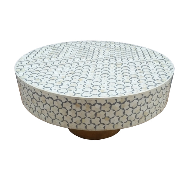 Bone Inlay Coffee Table - Grey Geometric - Abacus and Hunt Melbourne | Unique Furniture