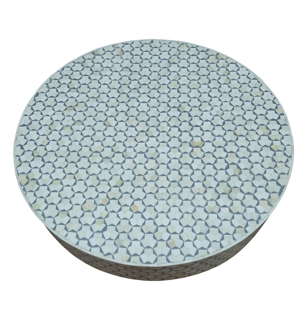 Bone Inlay Coffee Table - Grey Geometric - Abacus and Hunt Melbourne | Unique Furniture