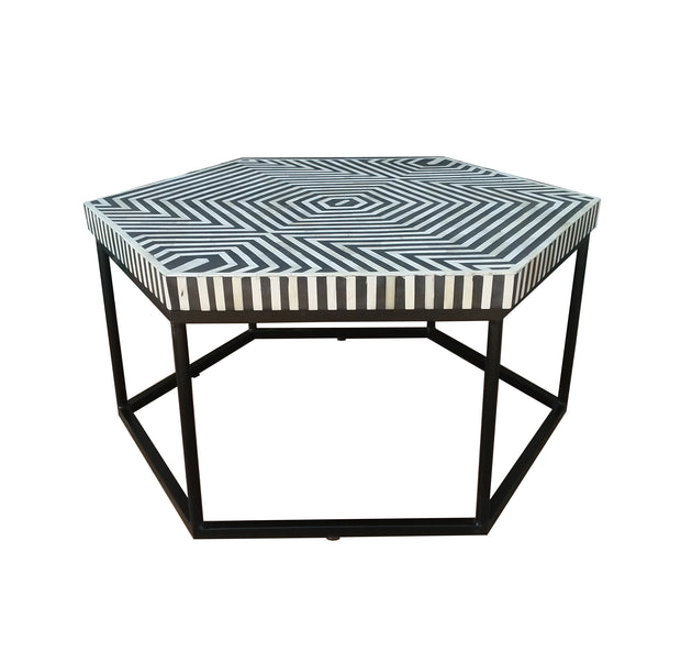 Bone Inlay 6 Sided Coffee Table - Zebra - Abacus and Hunt Melbourne | Unique Furniture