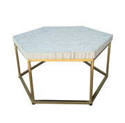 Bone Inlay 6 Sided Coffee Table - White Zebra - Abacus and Hunt Melbourne | Unique Furniture