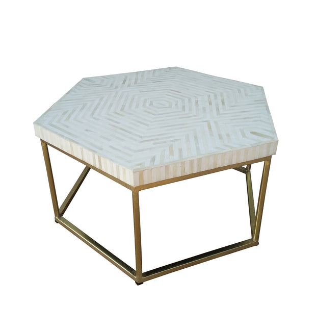 Bone Inlay 6 Sided Coffee Table - White Zebra - Abacus and Hunt Melbourne | Unique Furniture