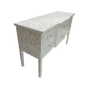 Mother of Pearl Inlay Buffet 6 Drawer Chest of Drawers - White Floral