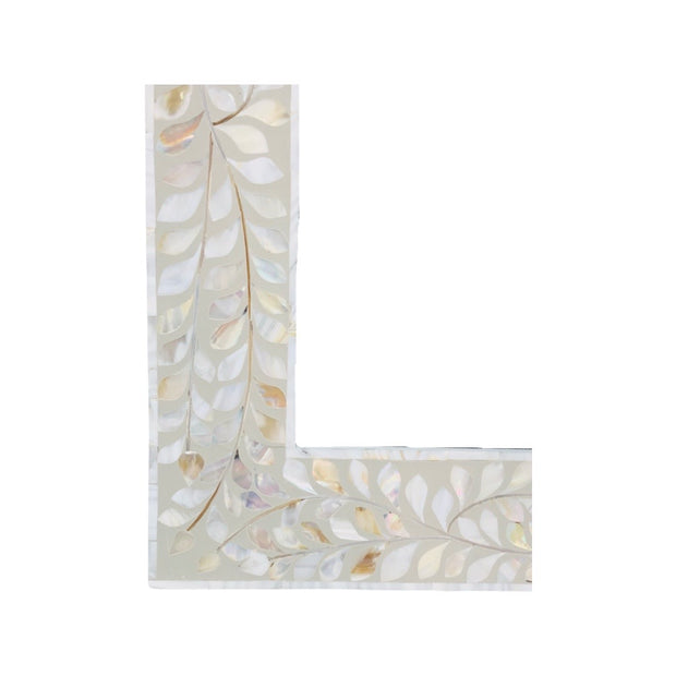 Mother of Pearl Inlay Mirror - Light Grey