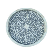 Round Bone Inlay Tray - Grey Floral - Abacus and Hunt Melbourne | Unique Furniture