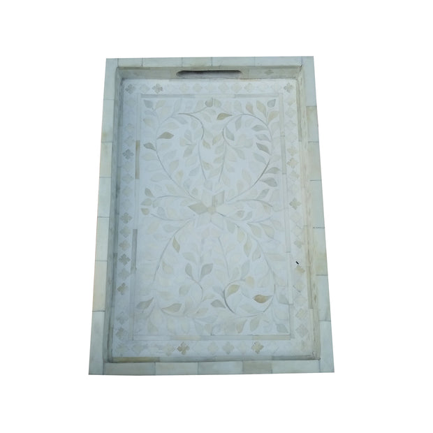 Bone Inlay Tray (Medium) - White Floral - Abacus and Hunt Melbourne | Unique Furniture