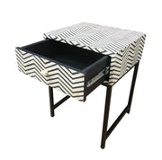 Bone Inlay 1 Drawer Bedside Table - Black Herringbone - Abacus and Hunt Melbourne | Unique Furniture