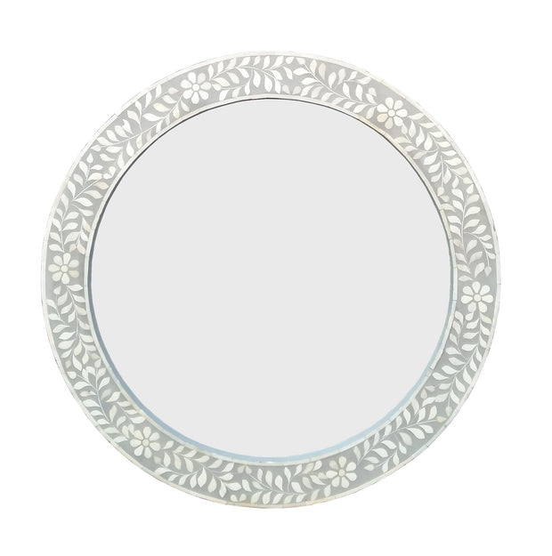 Bone Inlay Mirror - Grey Floral - Abacus and Hunt Melbourne | Unique Furniture