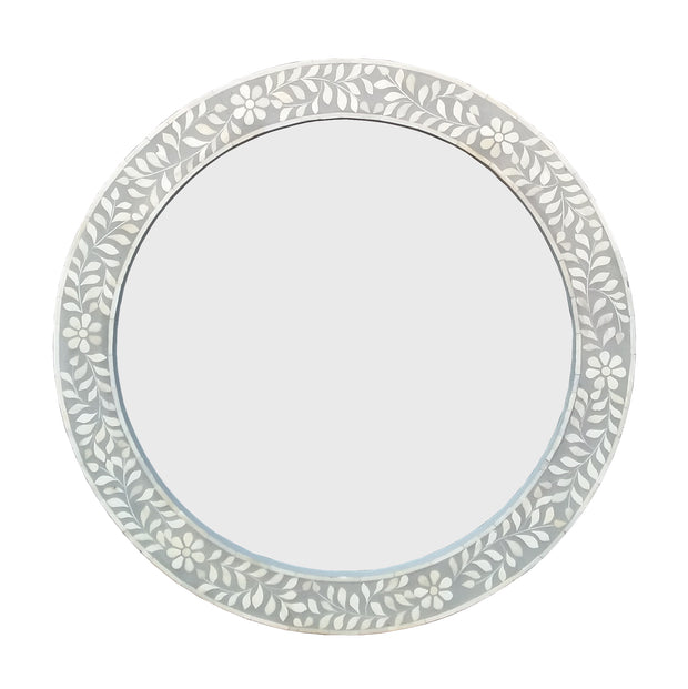 Bone Inlay Mirror - Grey Floral - Abacus and Hunt Melbourne | Unique Furniture