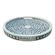 Round Bone Inlay Tray - Grey Floral - Abacus and Hunt Melbourne | Unique Furniture