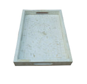 Bone Inlay Tray (Medium) - White Floral - Abacus and Hunt Melbourne | Unique Furniture