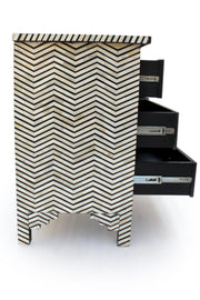 Bone Inlay 7 Drawer Chest of Drawers - Black thin Zig Zag - Abacus and Hunt Melbourne | Unique Furniture