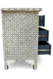 Bone Inlay 7 Drawer Chest fo Drawers - Grey Geometric - Abacus and Hunt Melbourne | Unique Furniture