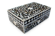 Mother of Pearl Inlay Box - Black Floral - Abacus and Hunt Melbourne | Unique Furniture