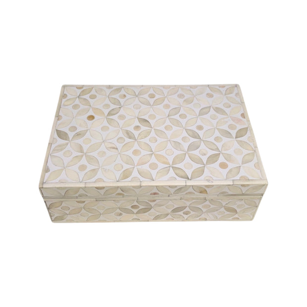 Bone Inlay Box Medium - White Geometric