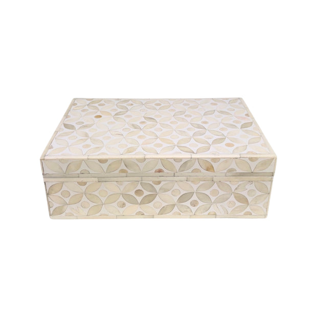 Bone Inlay Box Medium - White Geometric