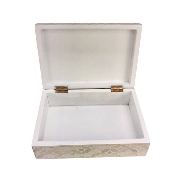 Bone Inlay Box Medium - White Geometric