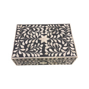 Bone Inlay Box Medium - Dark Grey Floral