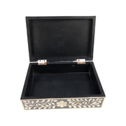 Bone Inlay Box Medium - Dark Grey Floral