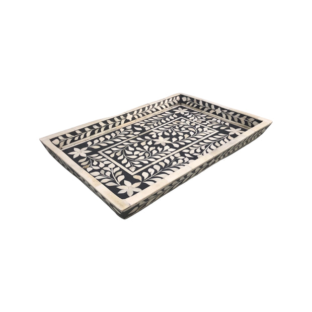 Bone Inlay Tray (Medium) - Dark Grey Floral