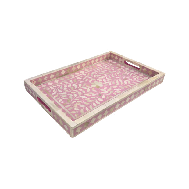 Bone Inlay Tray (Medium) - Light Pink Floral