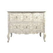 Mother of Pearl Inlay 2 Drawer Chest of Drawers - White Floral