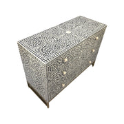 Bone Inlay 3 Drawer Chest of Drawers - Dark Grey Floral