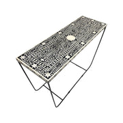 Bone Inlay Console Table with Black Frame - Black Floral
