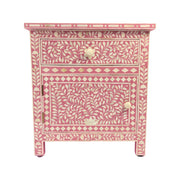 Bone Inlay Large Bedside Table - Pink Floral