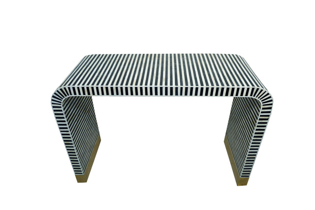 Bone Inlay Waterfall Hall Table or Side Table - Black Lines