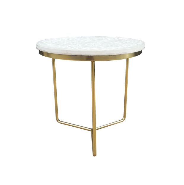 Bone Inlay Side Table - White Floral - Abacus and Hunt Melbourne | Unique Furniture