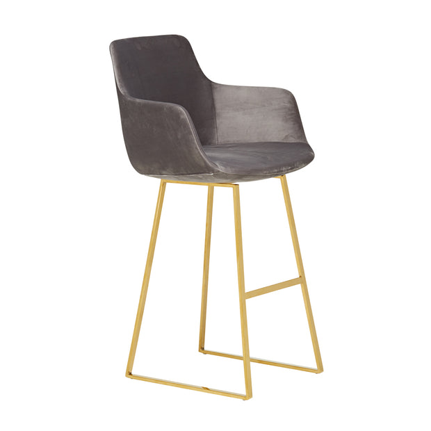 The Davis Bar Stool - Weathered Grey Velvet - Abacus and Hunt Melbourne | Unique Furniture