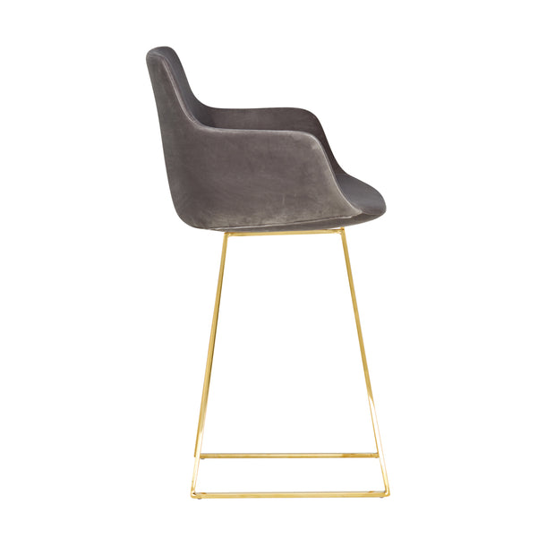 The Davis Bar Stool - Weathered Grey Velvet - Abacus and Hunt Melbourne | Unique Furniture