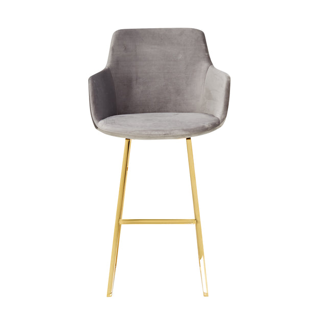 The Davis Bar Stool - Weathered Grey Velvet - Abacus and Hunt Melbourne | Unique Furniture
