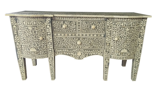 Bone Inlay Console Table - Grey Floral - Abacus and Hunt Melbourne | Unique Furniture