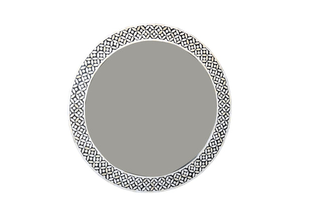 Bone Inlay Mirror - Black Geometric