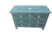 Mother of Pearl Inlay 4 Drawer Chest of Drawers - Emerald Green Floral - Abacus and Hunt Melbourne | Unique Furniture