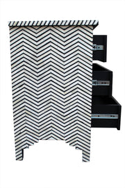 Bone Inlay 4 Drawer Chest of Drawers - Black Thin Zig Zag - Abacus and Hunt Melbourne | Unique Furniture