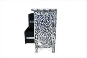 Bone Inlay Bedside Table with 2 Drawers -  Black Floral - Abacus and Hunt Melbourne | Unique Furniture