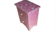 Bone Inlay Bedside Table with 2 Drawers - Deep Pink Floral - Abacus and Hunt Melbourne | Unique Furniture
