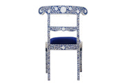 Mother of Pearl Inlay Chair - Indigo Blue Floral