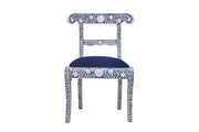 Mother of Pearl Inlay Chair - Indigo Blue Floral